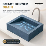 Square Ceramic Wash Basin with Smooth Hidden Water Flow
