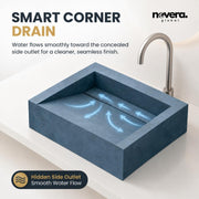 Novera Global Square Ceramic Tile Wash Basin – Matt Steel Blue