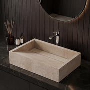 Novera Global Rectangular Ceramic Tile Wash Basin – Matt Sand Beige
