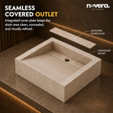 Square Ceramic Vessel Sink with Hidden Outlet Cover Design