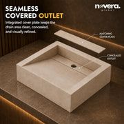Novera Global Square Ceramic Tile Wash Basin – Matt Sand Beige