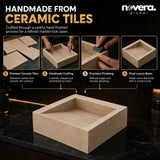 Premium Handcrafted Square Ceramic Basin with Stone-Look Finish