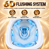 Novera Global One Piece Western Toilet | 6D Jet Flushing System, 3L/6L Dual Flush, S-Trap Floor Mount Ceramic WC with Soft-Close Quick-Release Seat | 15-Year Warranty | Glossy White Finish