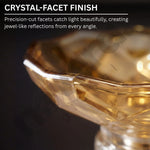 Close-up of a crystal-facet finish object with text describing the feature.