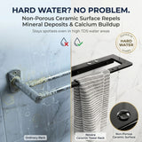 Novera Ceramic Towel Rack with hard water damage on an ordinary rack comparison