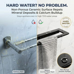 Novera Ceramic Towel Rack with hard water damage on an ordinary rack comparison