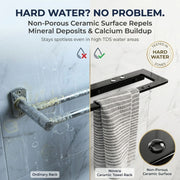 Novera Ceramic Towel Rack with hard water damage on an ordinary rack comparison