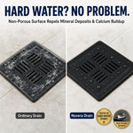 Novera Global Ceramic Square Slotted Floor Drain for Bathroom | Premium Drain Jali | 10-Year Warranty | Rust & Fade Proof Waste Water Drain Cover for Shower Area, Kitchen, Balcony & Wet Rooms (Black)
