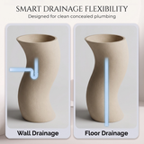 Novera Global Sway Freestanding Pedestal Wash Basin | 10-Years Warranty | Roca Series Artificial Stone Floor Standing Designer Basin | Luxury Pedestal Basin Bathroom Sink in Japanese Shape | Textured Matte Ivory Finish