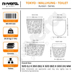 Product details of a Novera global toilet with dimensions and specifications.