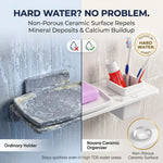 Comparison of an ordinary holder with a Novera Ceramic Organizer in hard water conditions.