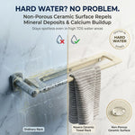 Novera Ceramic Towel Rack with hard water comparison on marble wall