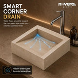 Square Ceramic Wash Basin with Smooth Hidden Water Flow