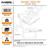 Square Countertop Ceramic Wash Basin Technical Size Diagram