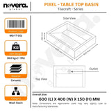 Premium Rectangular Ceramic Wash Basin with Glossy White Marble Surface and Corner Drain