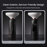 Novera Global Atlas Freestanding Pedestal Wash Basin | 10 Year Warranty | Artificial Stone Floor Standing Bathroom Sink | Matte White & Black Marble Look Pedestal Basin | Drain Included, 460 x 460 x 880 mm