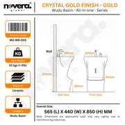 Wudu Basin Royal Gold (Ceramic) | One-Piece Pedestal Ablution Basin with Leg Wash – Novera Global