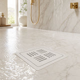 Novera Global Ceramic Square Slotted Floor Drain for Bathroom | Premium Drain Jali | 10-Year Warranty | Rust & Fade Proof Waste Water Drain Cover for Shower Area, Kitchen, Balcony & Wet Rooms (White)