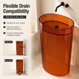 Novera Global Lucent Pedestal Wash Basin | 10-Years Warranty | Premium Imported Translucent Amber Resin Freestanding Bathroom Basin | High Gloss Finish | Included Accessor Drainer, 500 x 320 x 850 mm