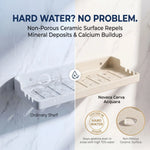 Comparison of ordinary shelf and Novera Cerva Acquara shelf in hard water conditions.