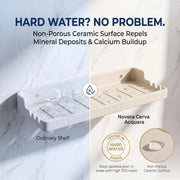 Comparison of ordinary shelf and Novera Cerva Acquara shelf in hard water conditions.