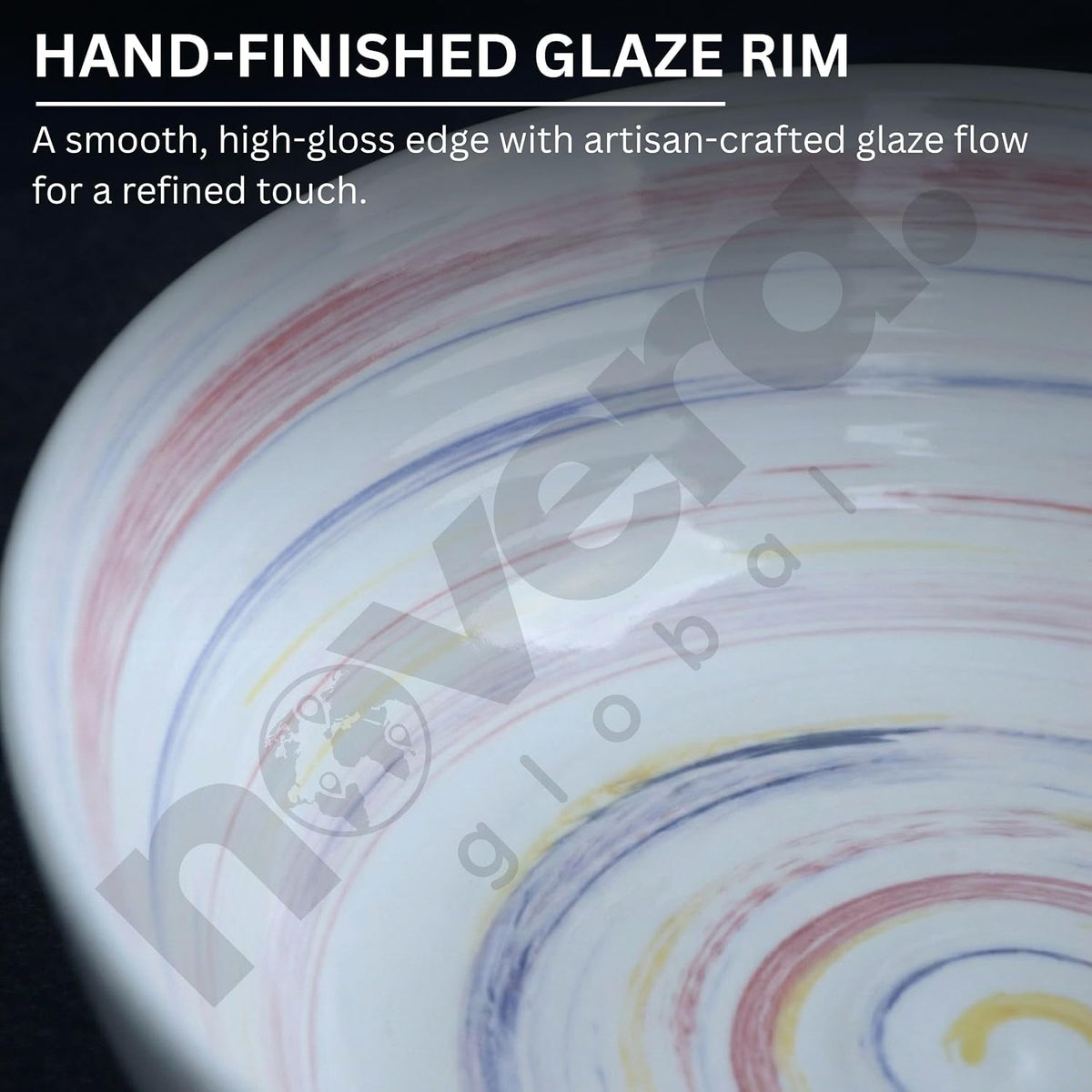 Handcrafted Ceramic Table Top Wash Basin, Imported Glossy Countertop Vessel Sink, White Pastel Orbit, 420 x 430 x 150 mm, 5 Year Warranty (White Pastel Orbit, Organic Oval)