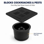 Novera Global Ceramic Square Slotted Floor Drain with Anti-Cockroach Trap Cup | Premium Drain Jali | 10-Year Warranty | Rust & Fade Proof Waste Water Drain Cover for Shower Area, Kitchen, Balcony & Wet Rooms (Black)