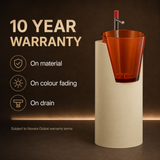 Novera Global Crest Luxury Freestanding Pedestal Wash Basin | 10-Years Warranty | Resin & Solid Surface Floor Standing Designer Bathroom Sink with Translucent Red Bowl | Drainer Included, 400 × 467 × 900 mm