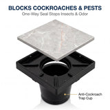 Novera Global Ceramic Square Tile Insert Floor Drain with Anti-Cockroach Trap Cup | Invisible Bathroom Drain Jali | 10-Year Warranty | Rust & Fade Proof Floor Waste Drain for Shower & Balcony (Black)