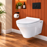 Novera Global Strata Wall Hung Toilet | Rimless Washdown Flushing | 15-Year Warranty | P-Trap Compatible Ceramic Wall Mounted Western Commode with Soft-Close Seat Cover, 300 KG Load Tested