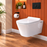 Novera Global Regal Ceramic Wall Hung Toilet | Rimless Washdown Flushing | 15-Year Warranty | P-Trap Compatible, Soft Close Seat Cover, 300 KG Load Tested, White Western Commode