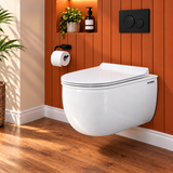 Novera Global Ceramic Wall Hung Western Toilet | 15-Year Warranty | Imported Ceramic 6D Jet Flushing System, P-Trap Compatible, Soft-Close Seat, Glossy White Finish Commode | 300 KG Load Tested