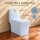 Novera Global One Piece Western Toilet | 6D Jet Flushing System, 3L/6L Dual Flush, S-Trap Floor Mount Ceramic WC with Soft-Close Quick-Release Seat | 15-Year Warranty | Glossy White Finish