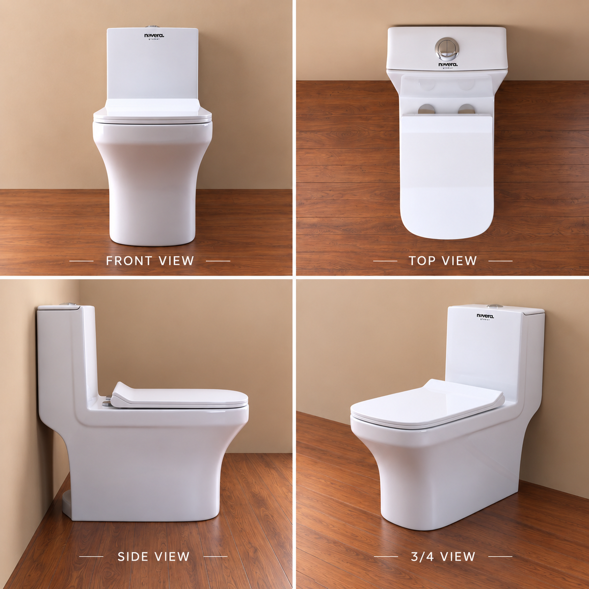 Novera Global One Piece Western Toilet | Floor Mounted Ceramic Commode with 3L/6L Dual Flush | 15-Years Warranty | Soft Close Quick Release Seat | Glossy White Finish | 655 x 360 x 720 mm