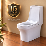Novera Global One Piece Western Toilet | Floor Mounted Ceramic Commode with 3L/6L Dual Flush | 15-Years Warranty | Soft Close Quick Release Seat | Glossy White Finish | 655 x 360 x 720 mm