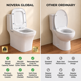 Novera Global One Piece Western Toilet | Floor Mounted Ceramic Commode with 3L/6L Dual Flush | 15-Years Warranty | Soft Close Quick Release Seat | Glossy White Finish | 655 x 360 x 720 mm