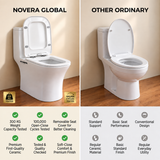 Novera Global One Piece Western Toilet | Floor Mounted Ceramic WC | 15 Year Warranty | S-Trap Compatible, 3/6L Dual Flush, Soft Close Quick Release Seat, Glossy White Finish Commode