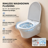 Novera Global Ceramic Wall Hung Toilet | Rimless Washdown Flushing | 15 Years Warranty | P-Trap Compatible Ceramic Western Commode with Soft-Close Seat Cover | 300 KG Load Tested | Glossy White