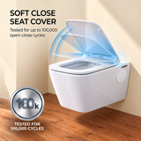 Novera Global Regal Ceramic Wall Hung Toilet | Rimless Washdown Flushing | 15-Year Warranty | P-Trap Compatible, Soft Close Seat Cover, 300 KG Load Tested, White Western Commode