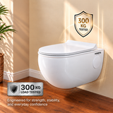Novera Global Ceramic Wall Hung Western Toilet | 15-Year Warranty | Imported Ceramic 6D Jet Flushing System, P-Trap Compatible, Soft-Close Seat, Glossy White Finish Commode | 300 KG Load Tested