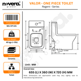 Novera Global One Piece Western Toilet | Floor Mounted Ceramic Commode with 3L/6L Dual Flush | 15-Years Warranty | Soft Close Quick Release Seat | Glossy White Finish | 655 x 360 x 720 mm