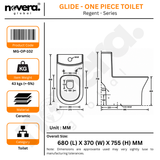 Novera Global One Piece Western Toilet | Floor Mounted Ceramic WC | 15 Year Warranty | S-Trap Compatible, 3/6L Dual Flush, Soft Close Quick Release Seat, Glossy White Finish Commode