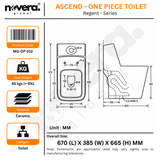 Novera Global One Piece Western Toilet | 6D Flushing System, S-Trap Floor Mount Ceramic  WC, 3L/6L Dual Flush | 15 Year Warranty | Soft Close Quick-Release Seat | Glossy White Finish Commode