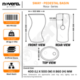 Novera Global Sway Freestanding Pedestal Wash Basin | 10-Years Warranty | Roca Series Artificial Stone Floor Standing Designer Basin | Luxury Pedestal Basin Bathroom Sink in Japanese Shape | Textured Matte Ivory Finish