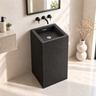 Novera Global Carbon Pedestal Wash Basin | Floor Standing Square Bathroom Sink | 15-Years Warranty | 15 mm Full Body Ceramic Slab, Matte Black Speckled Finish | Scratch, Water & UV Resistant | Pop-Up Drain Included