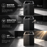 Novera Global Carbon Pedestal Wash Basin | Floor Standing Square Bathroom Sink | 15-Years Warranty | 15 mm Full Body Ceramic Slab, Matte Black Speckled Finish | Scratch, Water & UV Resistant | Pop-Up Drain Included