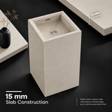 Novera Global Linen Floor Standing Pedestal Wash Basin | 15-Years Warranty | 15 mm Ceramic Slab Matte Finish Speckled off White | Flexible Floor or Wall Drain | Scratch, UV & Water Resistant bathroom Sink | Pop-up Drain Included